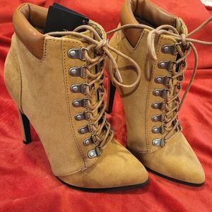 Tan/brown lace up booties